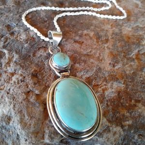 Turquoise and Silver Pendant Necklace